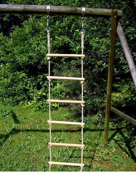 Strickleiter, Polypropylen, PP, synthetisch, Kunststoff, reißfest, wetterfest, wasserfest, Außenbereich, Outdoor, Baum, Klettern, Garten, Spielen, Buche, Buchenholz, Knoten, zwei Aufhängungen